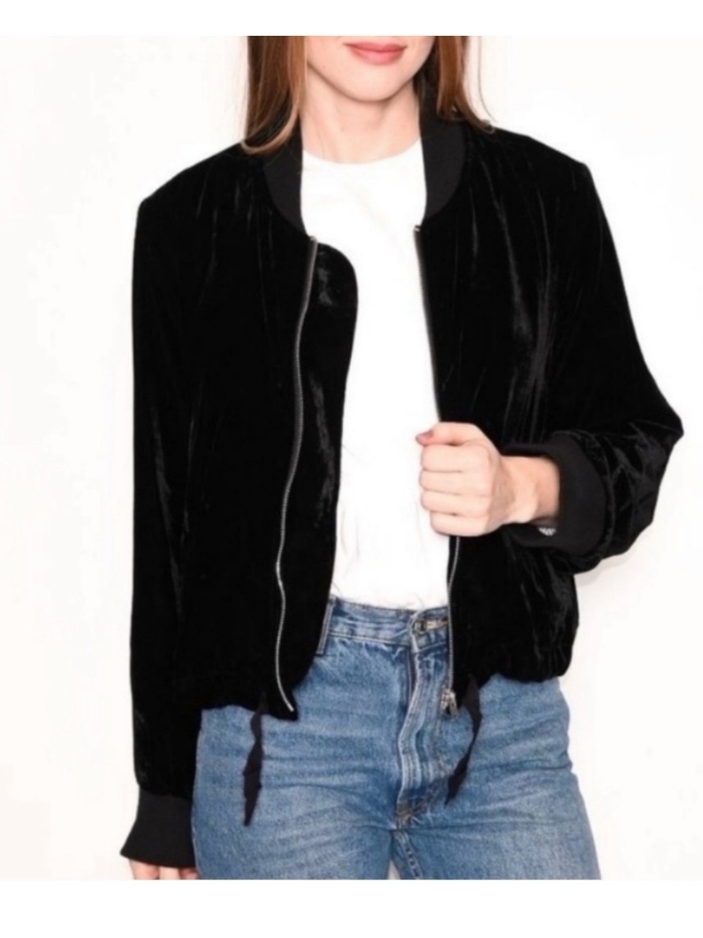 J. Crew Black Velvet Bomber Jacket - Women